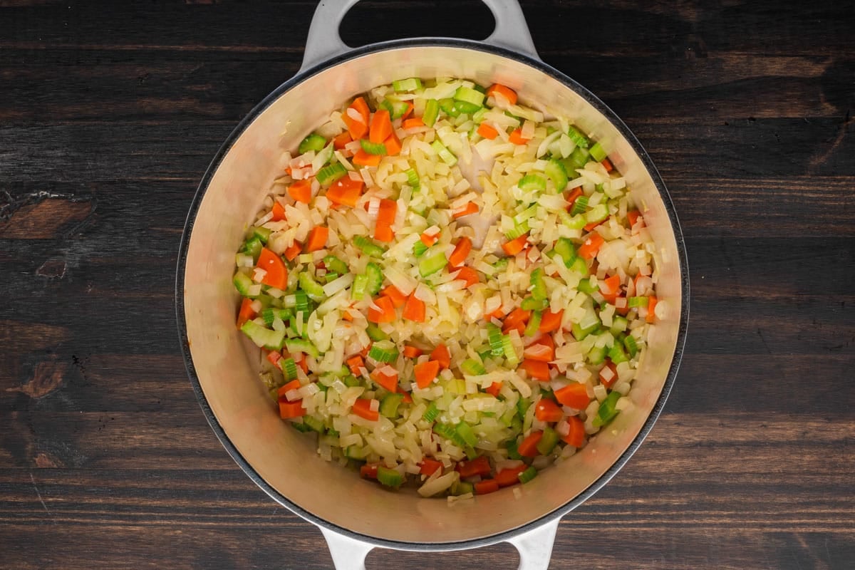 sauteed veggies in a dutch oven