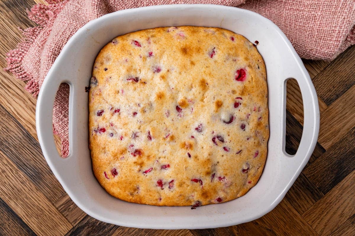 baked cranberry cake in a pan