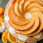 overhead view of orange pound cake