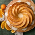 overhead view of orange pound cake