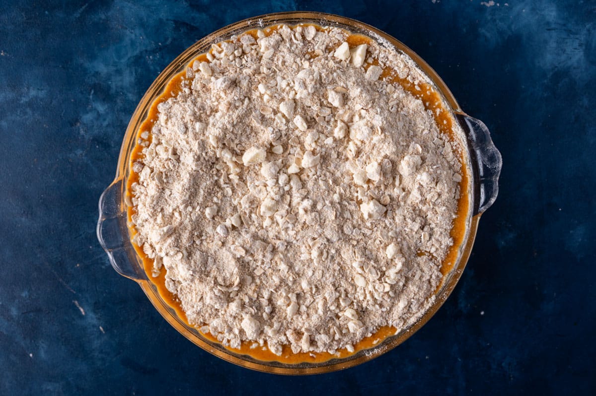 unbaked pumpkin crisp on a table