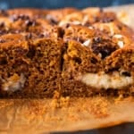 the inside of a pumpkin cake