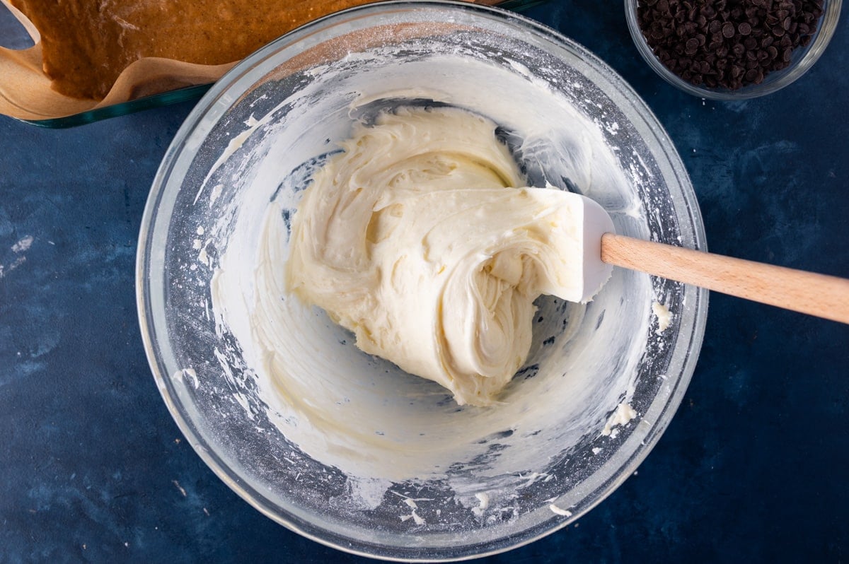 cream cheese frosting in a bowl