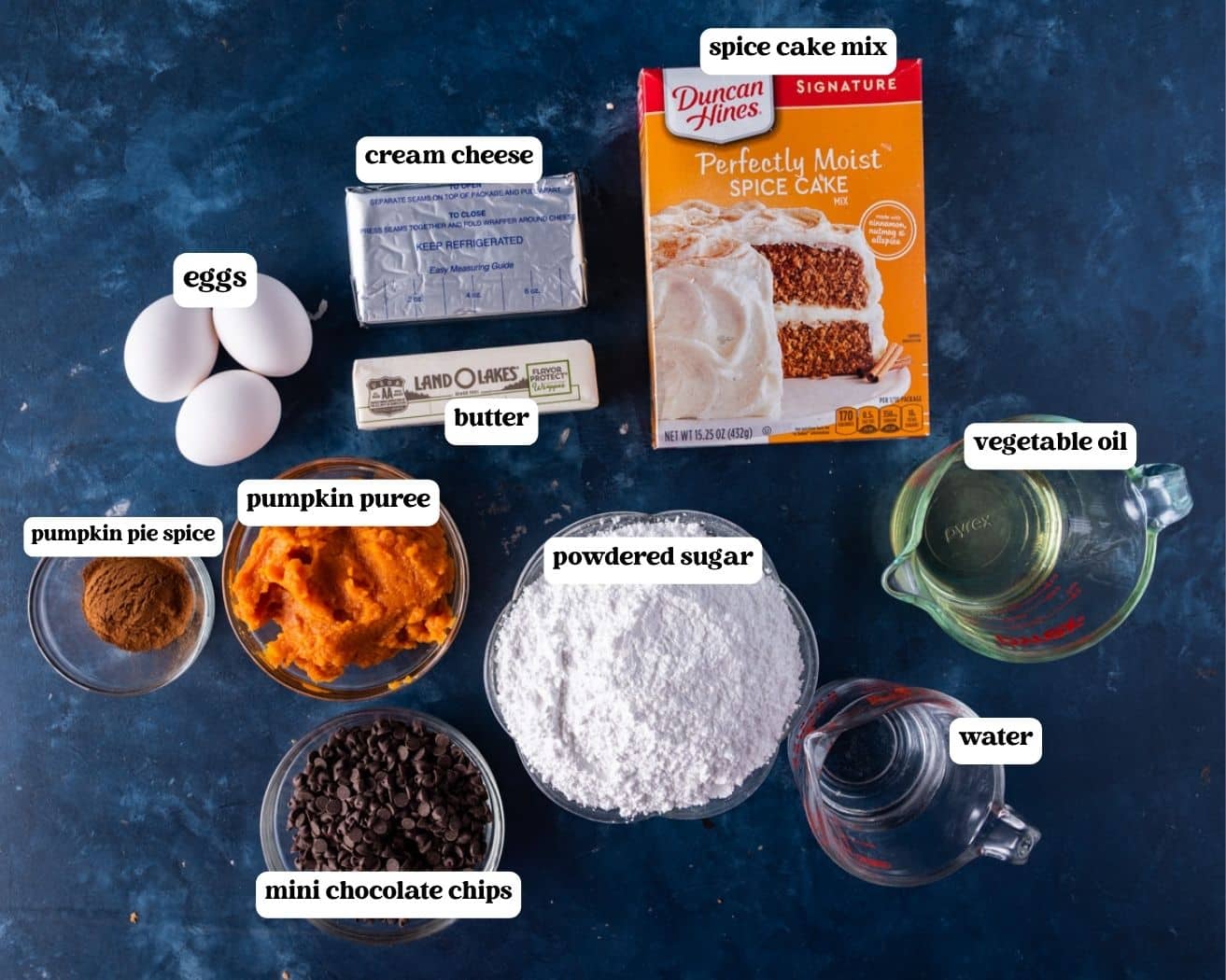 pumpkin earthquake cake ingredients on a table