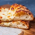 sourdough discard pizza cut in slices