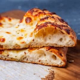 sourdough discard pizza cut in slices