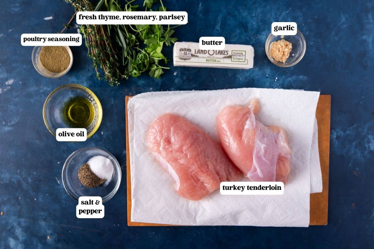 turkey bread tenderloin ingredients on a table