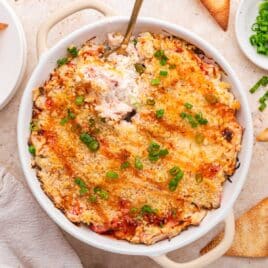 overhead view of crab rangoon dip