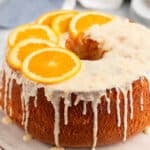 glazed orange chiffon cake on a table
