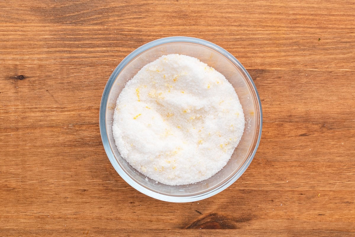 sugar with lemon zest in a bowl