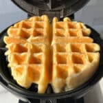 a waffle in a waffle iron