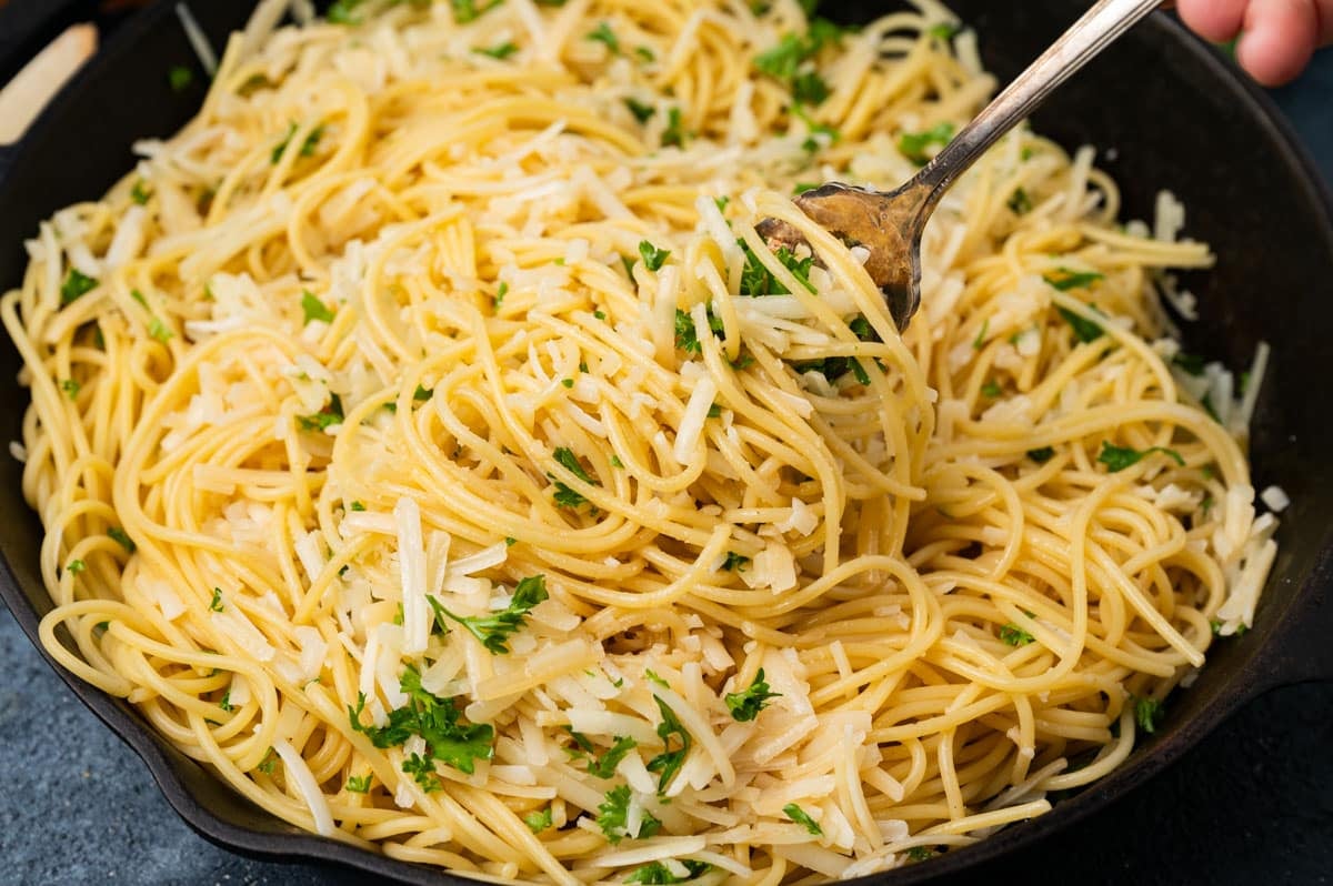 a fork twirling brown butter pasta
