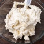 white vanilla buttercream in a bowl