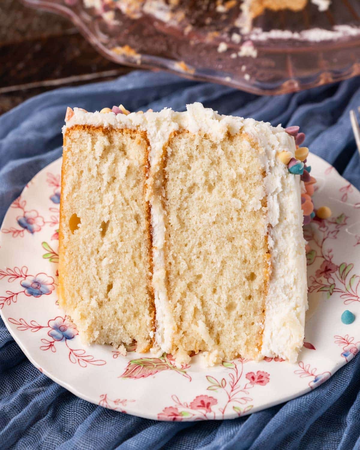 a piece of vanilla cake on a plate