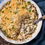 overhead view of amish yumasetti casserole