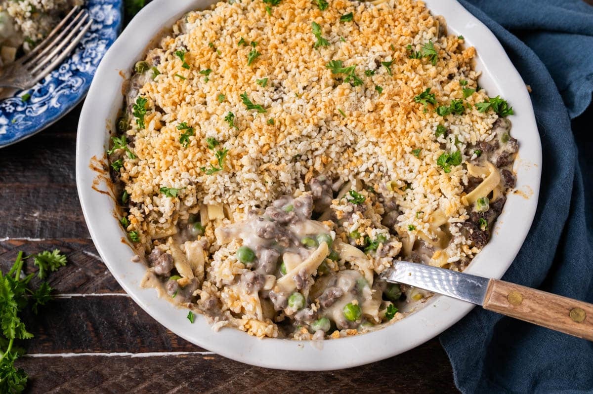 a spoon in a yumasetti casserole dish