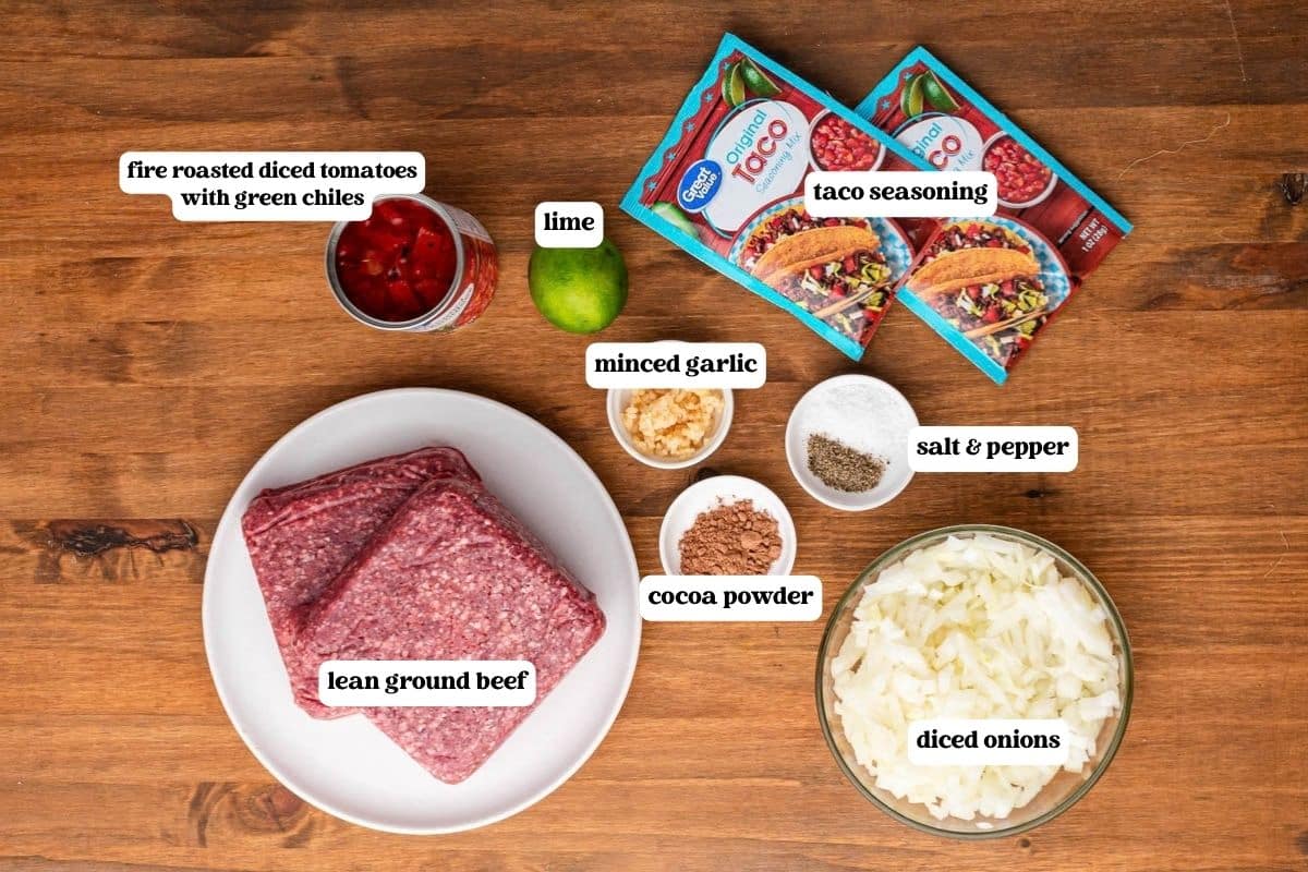 crockpot taco meat ingredients on a table