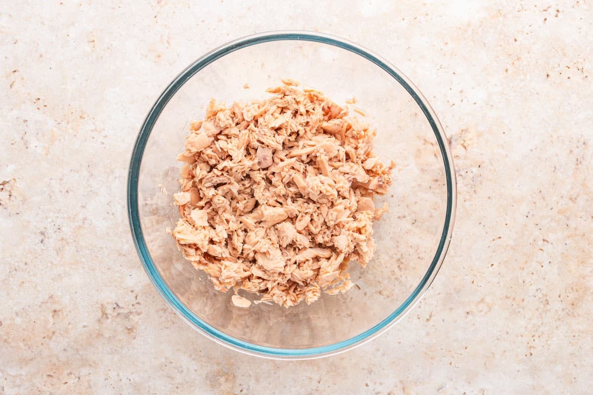 flaky canned salmon in a bowl