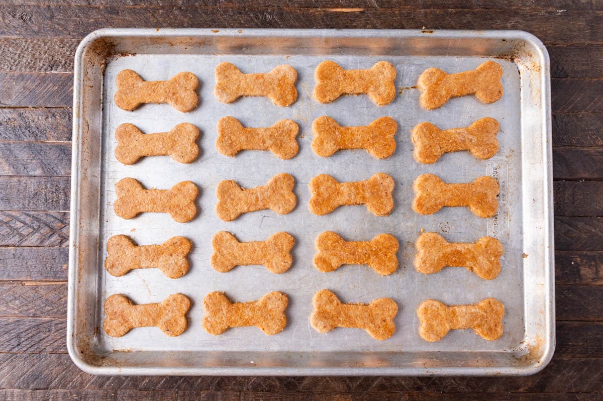 unbaked dog biscuits on a pan