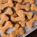 dog biscuits with whole wheat flour on a baking pan
