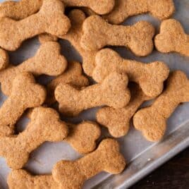 dog biscuits with whole wheat flour on a baking pan