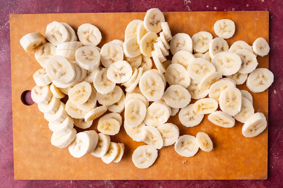 sliced banana on a cutting board