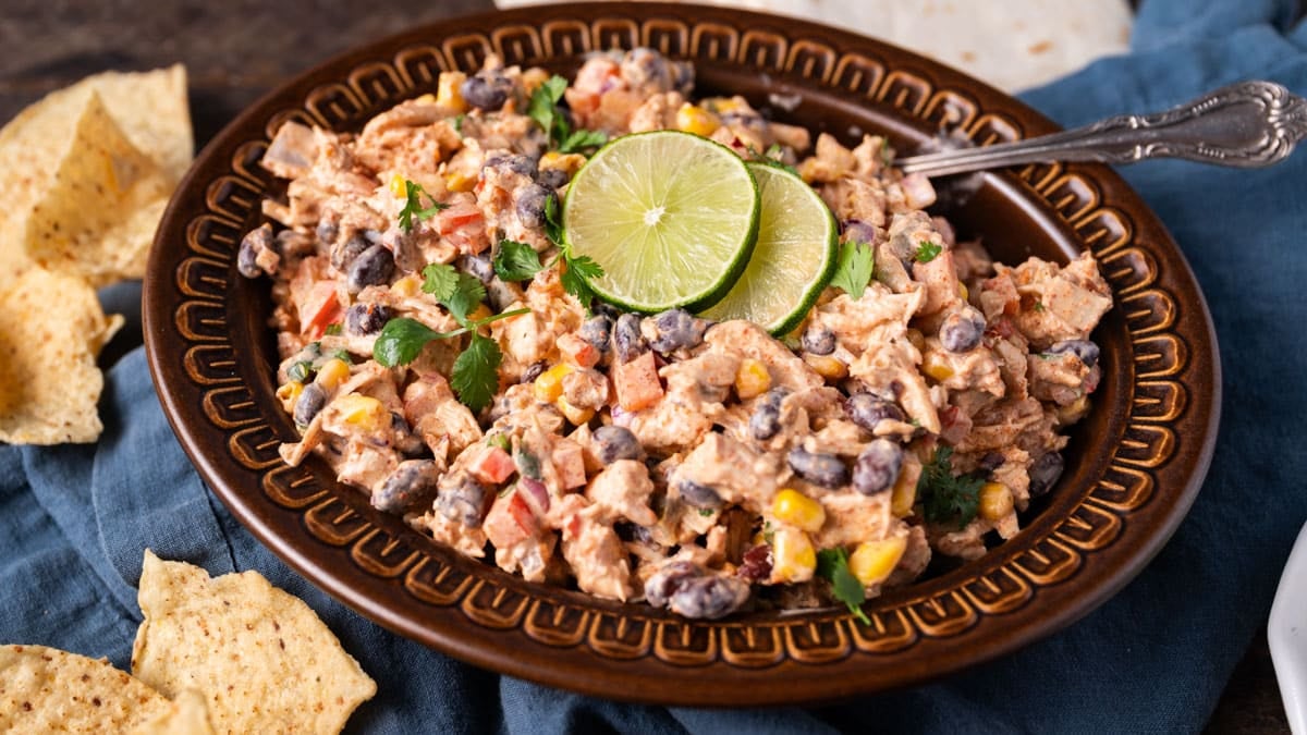 southwest chicken salad in a bowl