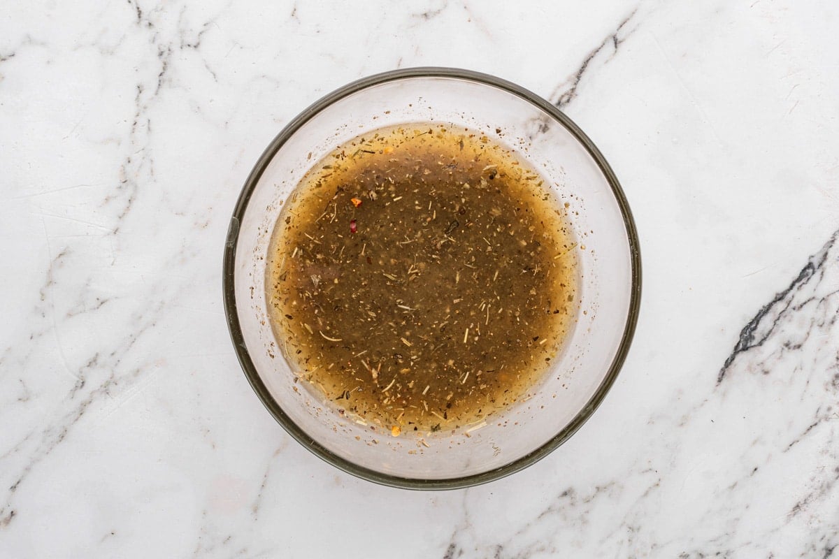 homemade italian dressing in a bowl