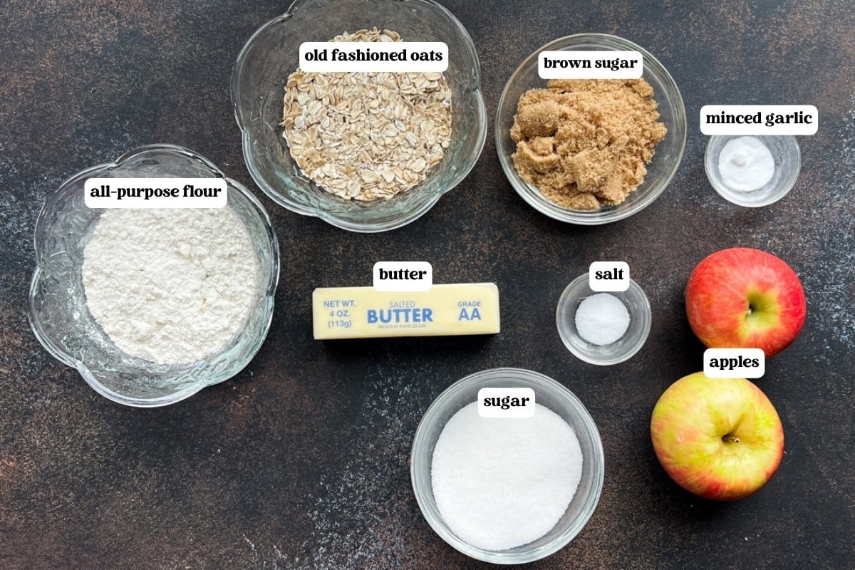 apple oatmeal bars ingredients on a table